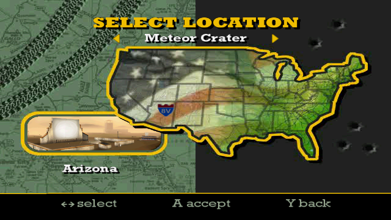 Vigilante 8: 2nd Offense location select