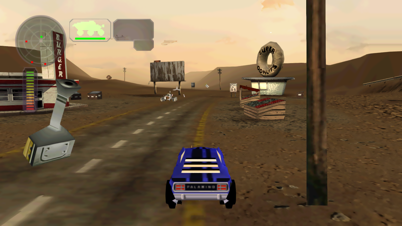 Enhanced Route 66 gameplay in Vigilante 8: 2nd Offense