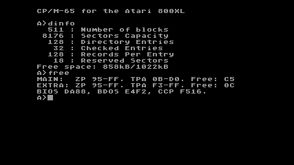 CP/M-65 running on an Atari 800XL