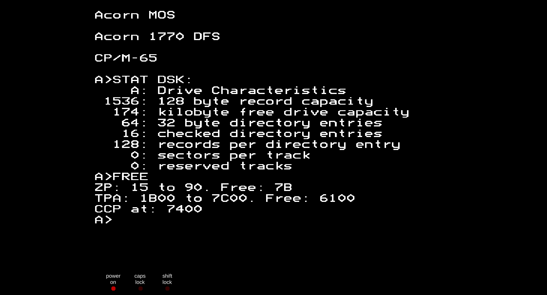 CP/M-65 running on a BBC Micro