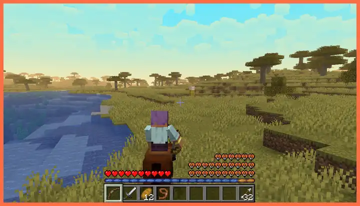 Riding over the shoulder: an arrow into a target, a swap to the other shoulder, then first person