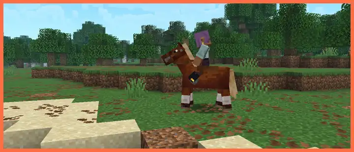 Swimming a horse across a river and climbing out the far bank