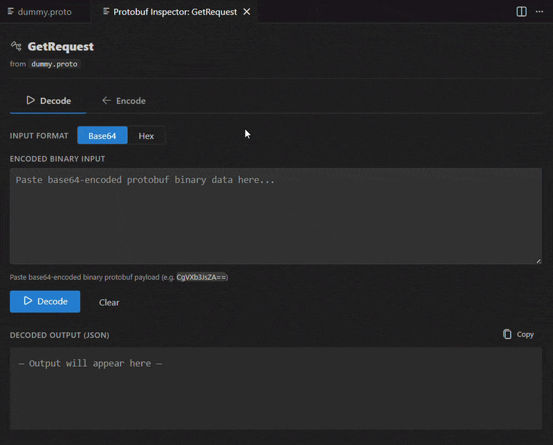 Encode and decode panel in action