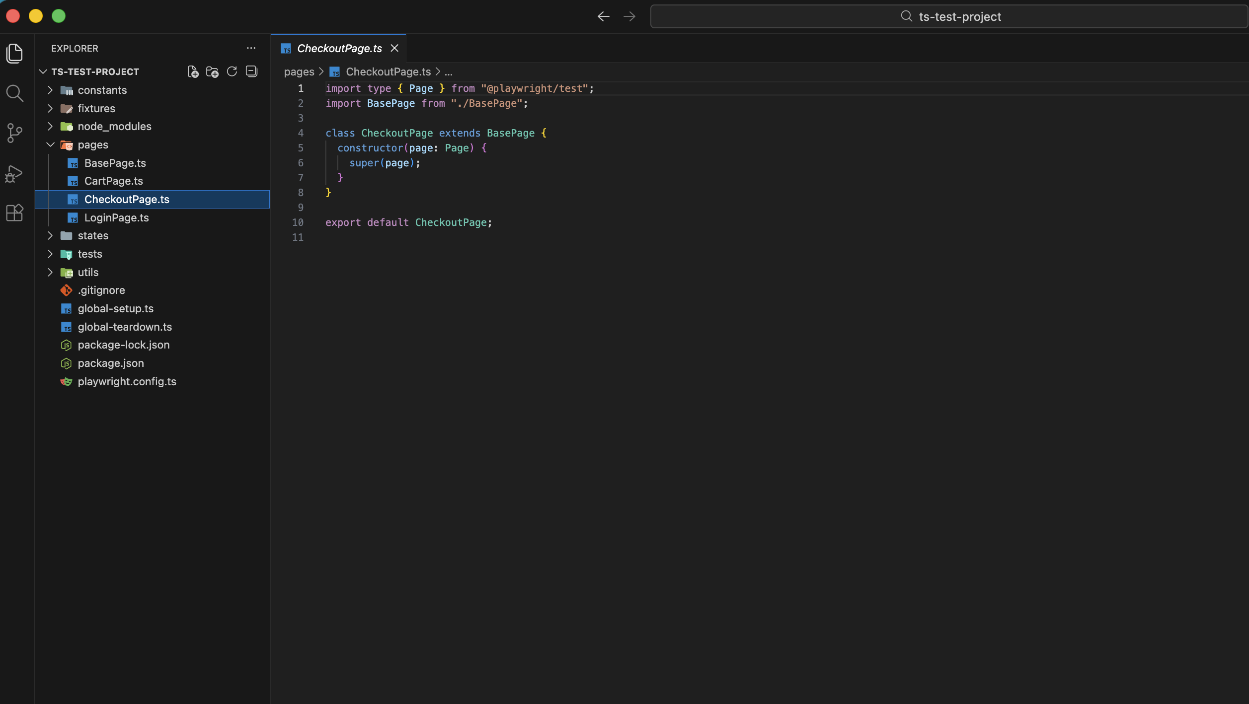 TypeScript based output created page example