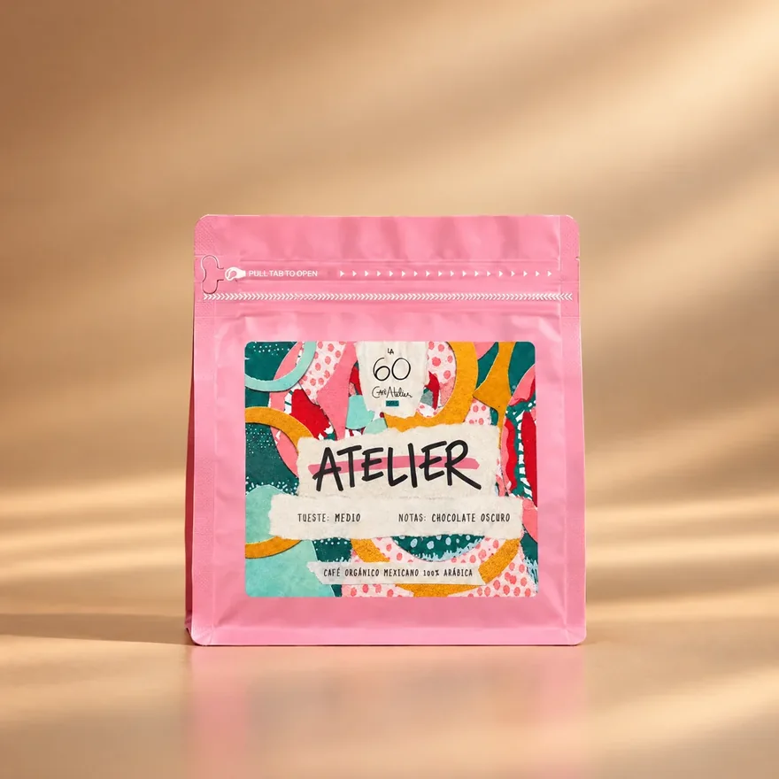 Bolsa de 250 g de Atelier, con la etiqueta de collage de Tatifer4