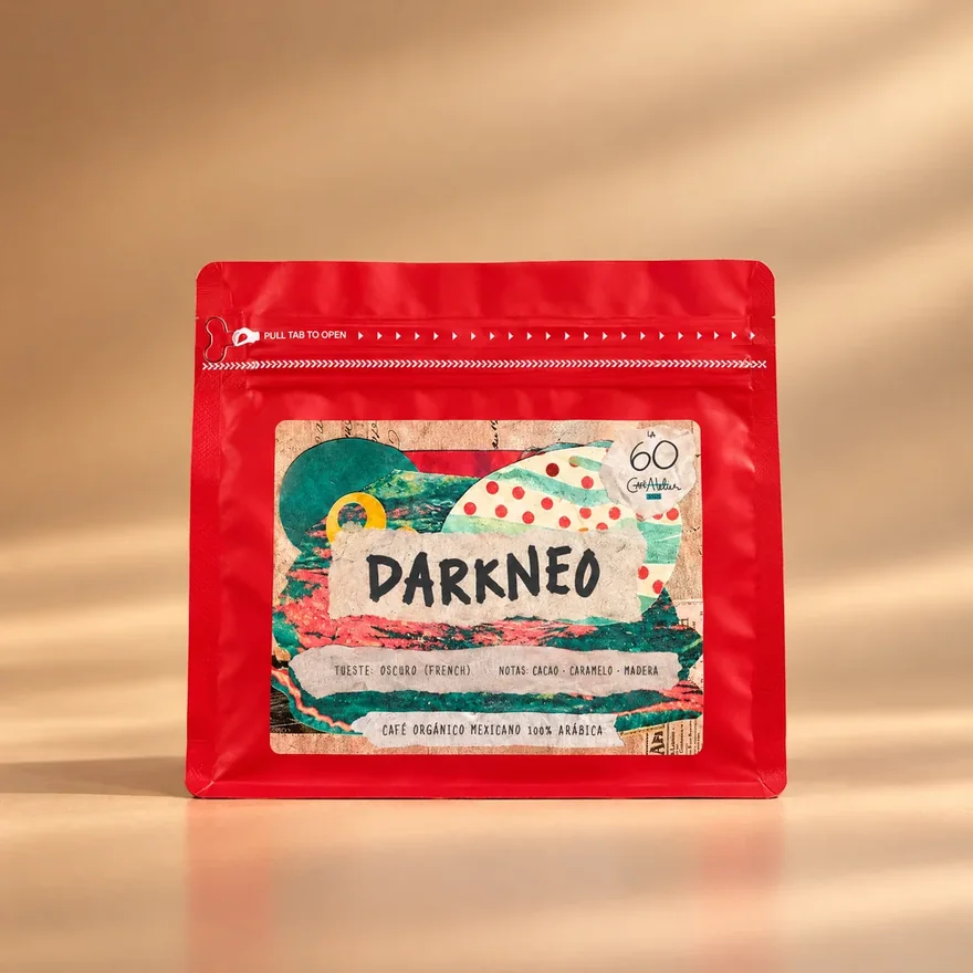 Bolsa de 250 g de Darkneo, con la etiqueta de collage de Tatifer4