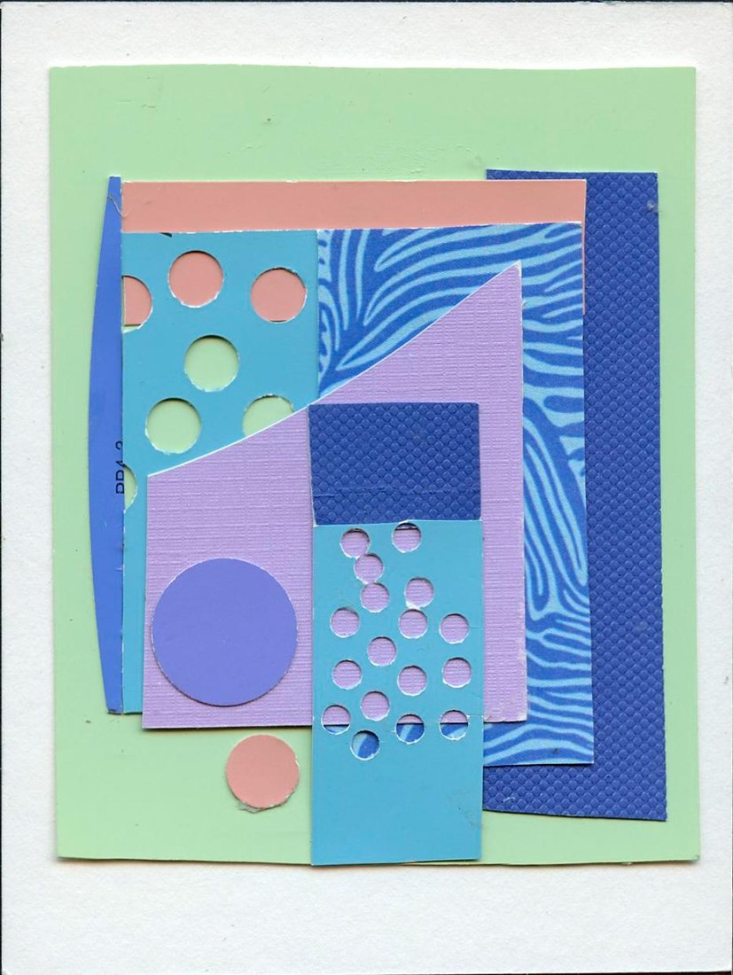 Collage de la serie Abstracto, en azules y lilas