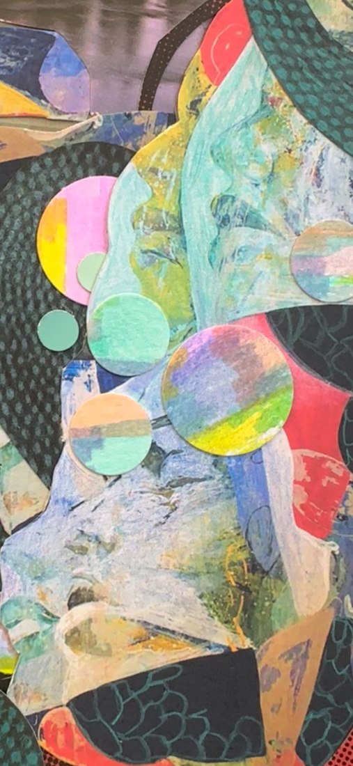 Collage de la serie Capas: círculos translúcidos en pastel