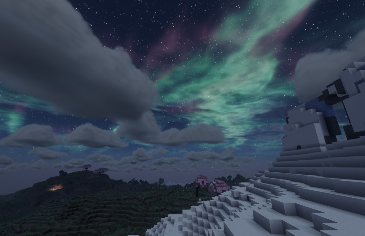Aurora over the snowy slopes