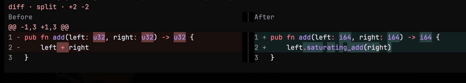 Split Rust edit with syntax highlighting