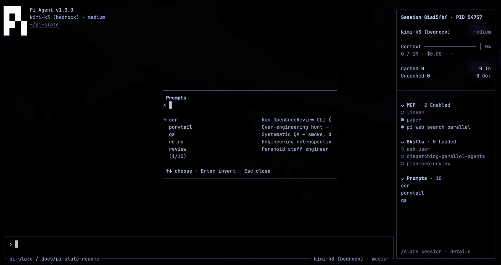 Slate prompt template picker