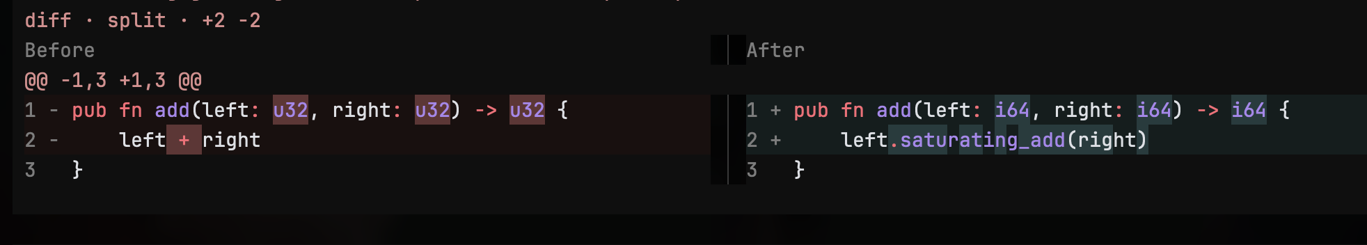 Split Rust edit with syntax highlighting
