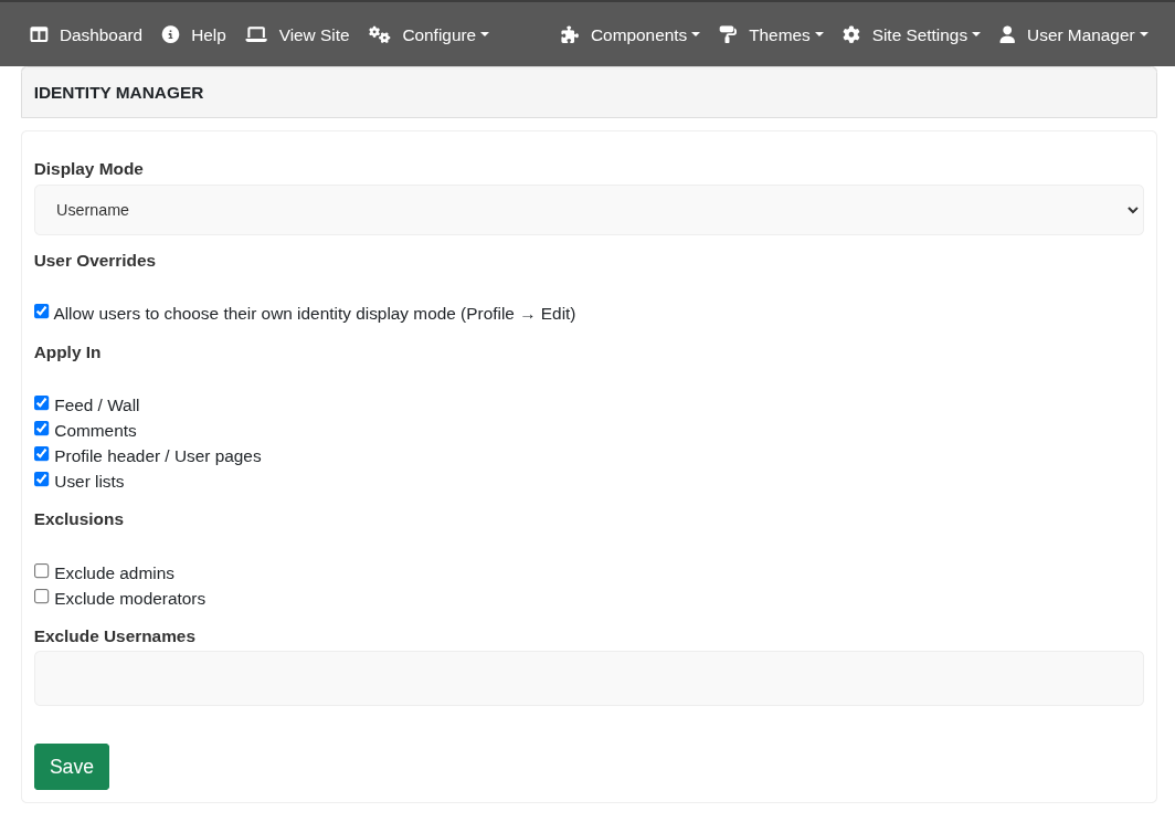Admin Settings