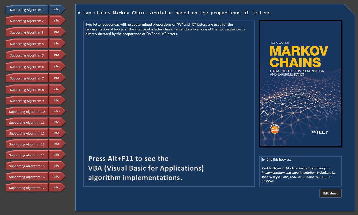 Algorithms in Visual Basic for Applications
