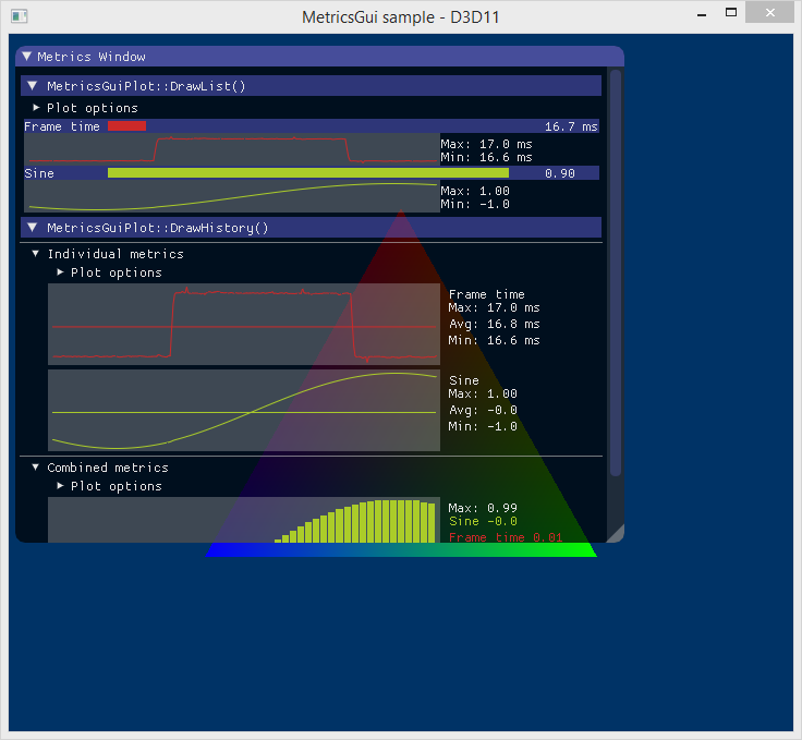 MetricsGui sample screen shot