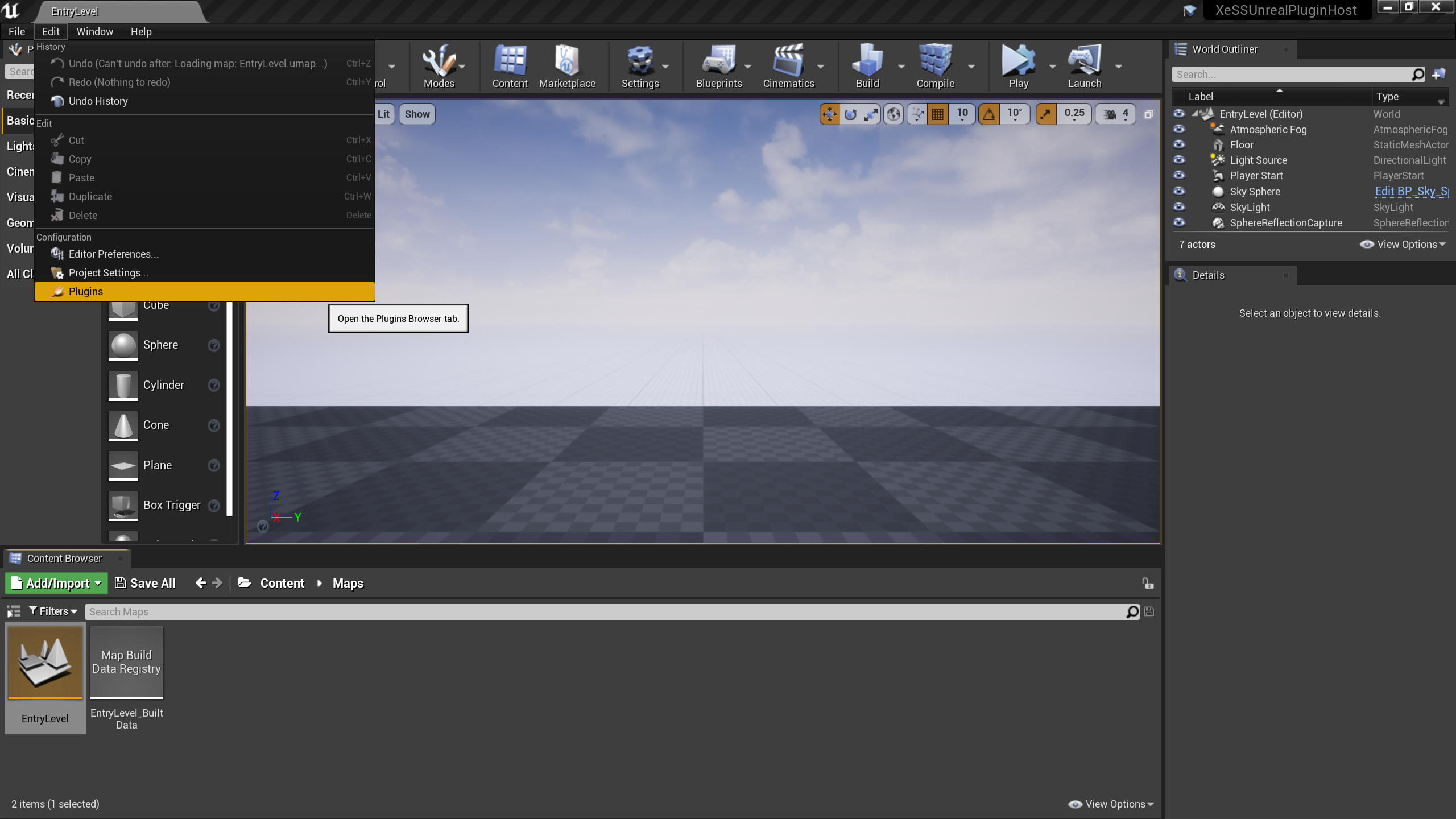 XeSS plugin settings panel in Unreal Engine project settings