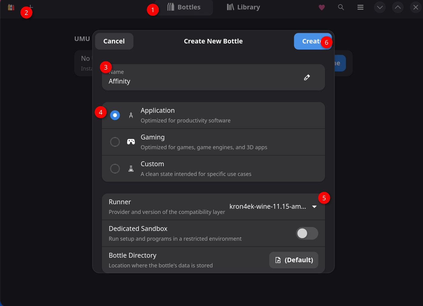 Create bottle with runner set