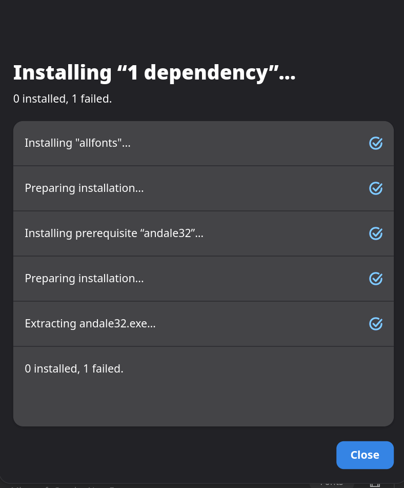 allfonts install failed