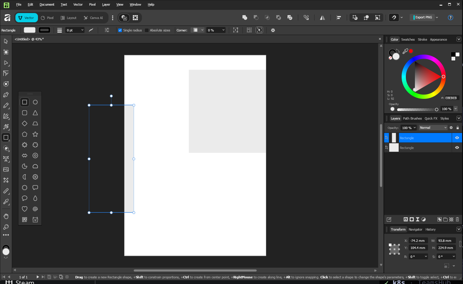 Affinity editing session via Lutris
