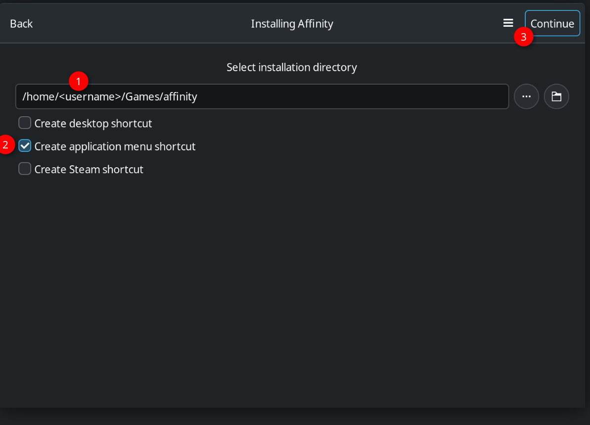 Install script's directory and shortcut options