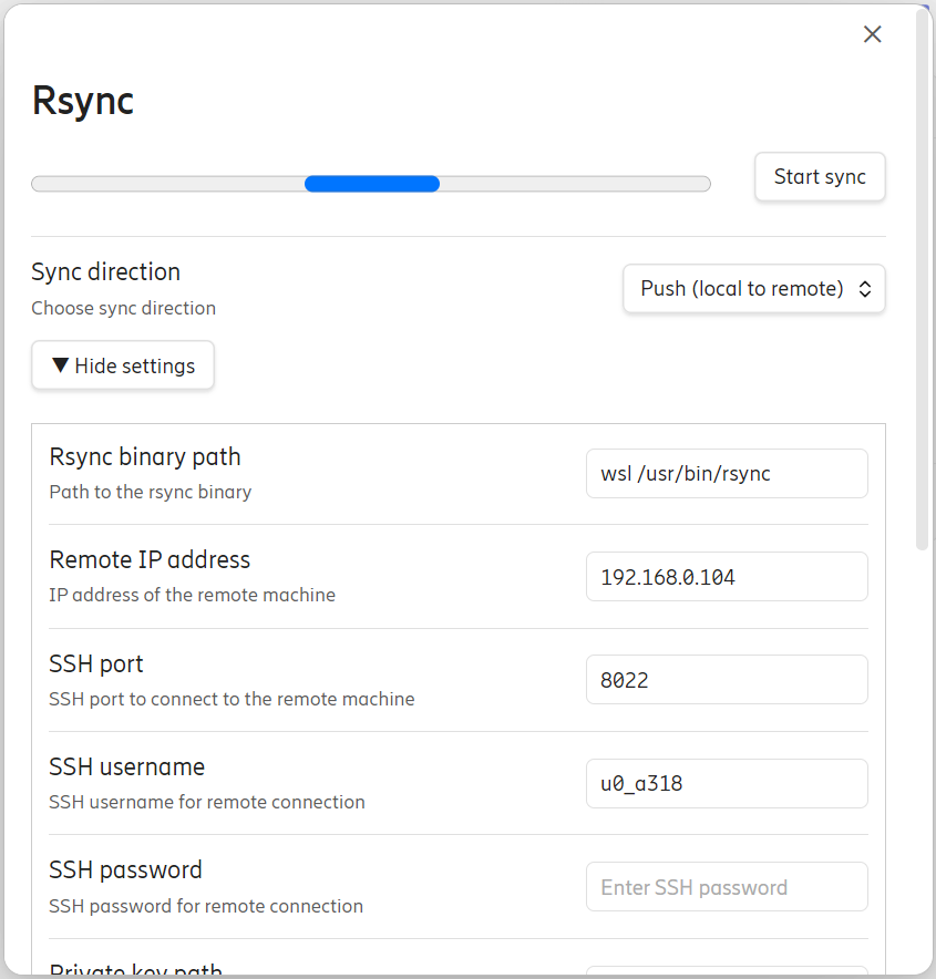 Rsync Plugin Screenshot