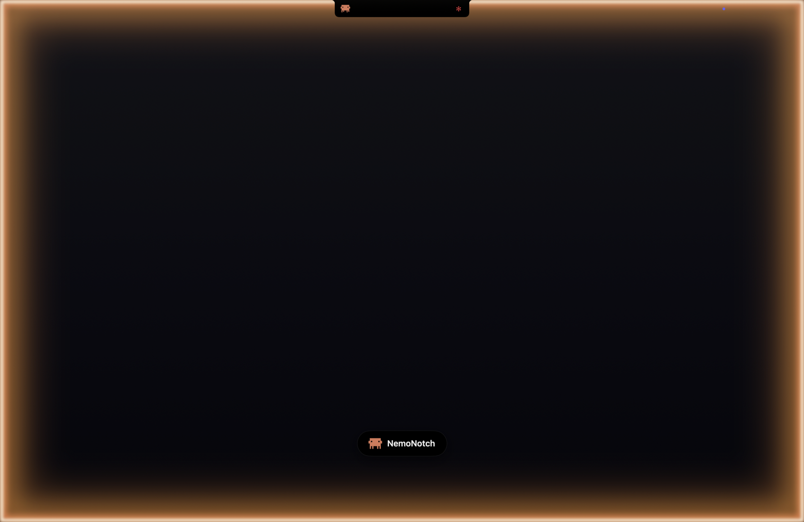 Completion Flash — full-screen accent-orange edge glow with a completion toast near the notch