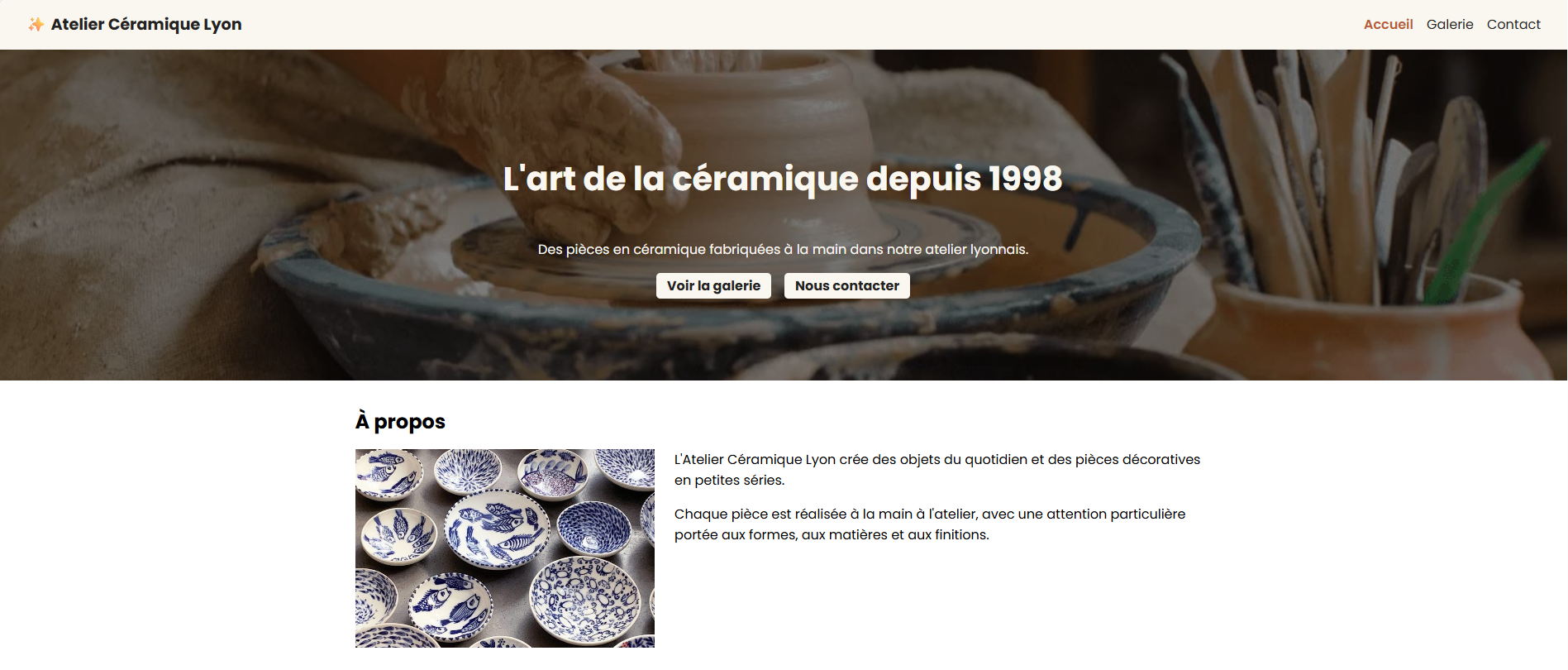 Aperçu du site Atelier Céramique