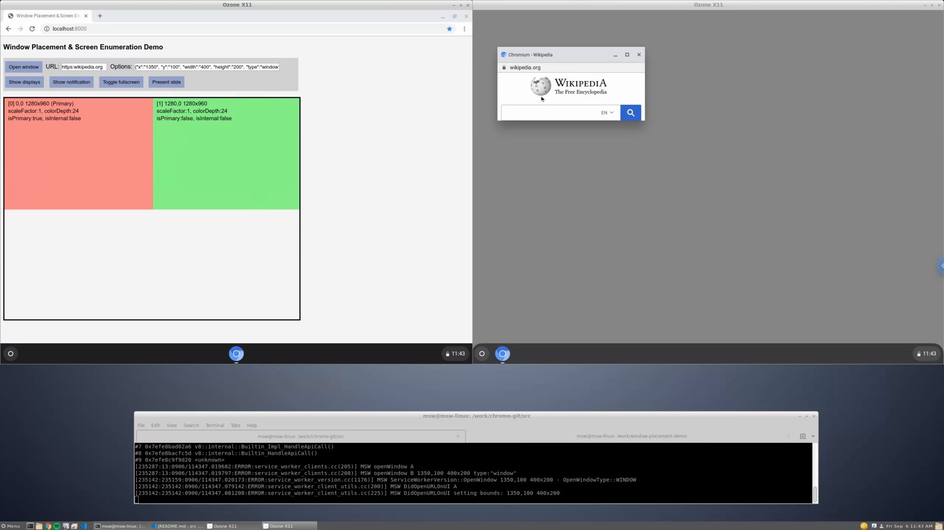 Demo Screen Capture - linux-chromeos with two virtual displays