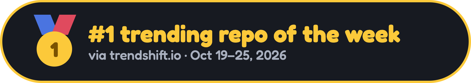 #1 trending repo of the week, Oct 19–25 2026, via trendshift.io
