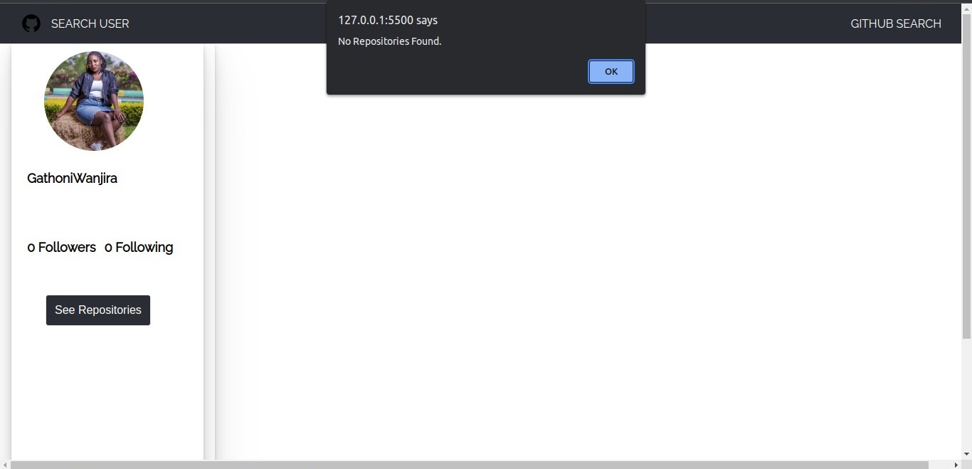  No User Repositories screenshot