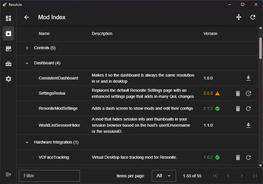 Resolute Mod Index screenshot