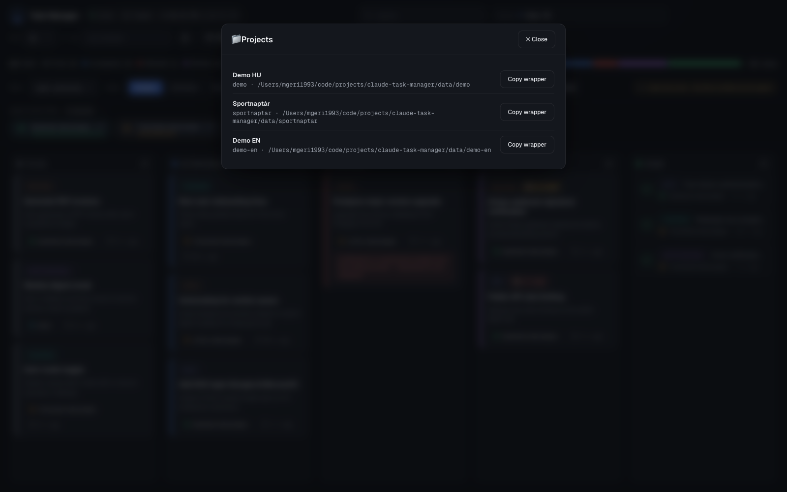 Projektek panel
