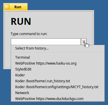 Schermata di Run