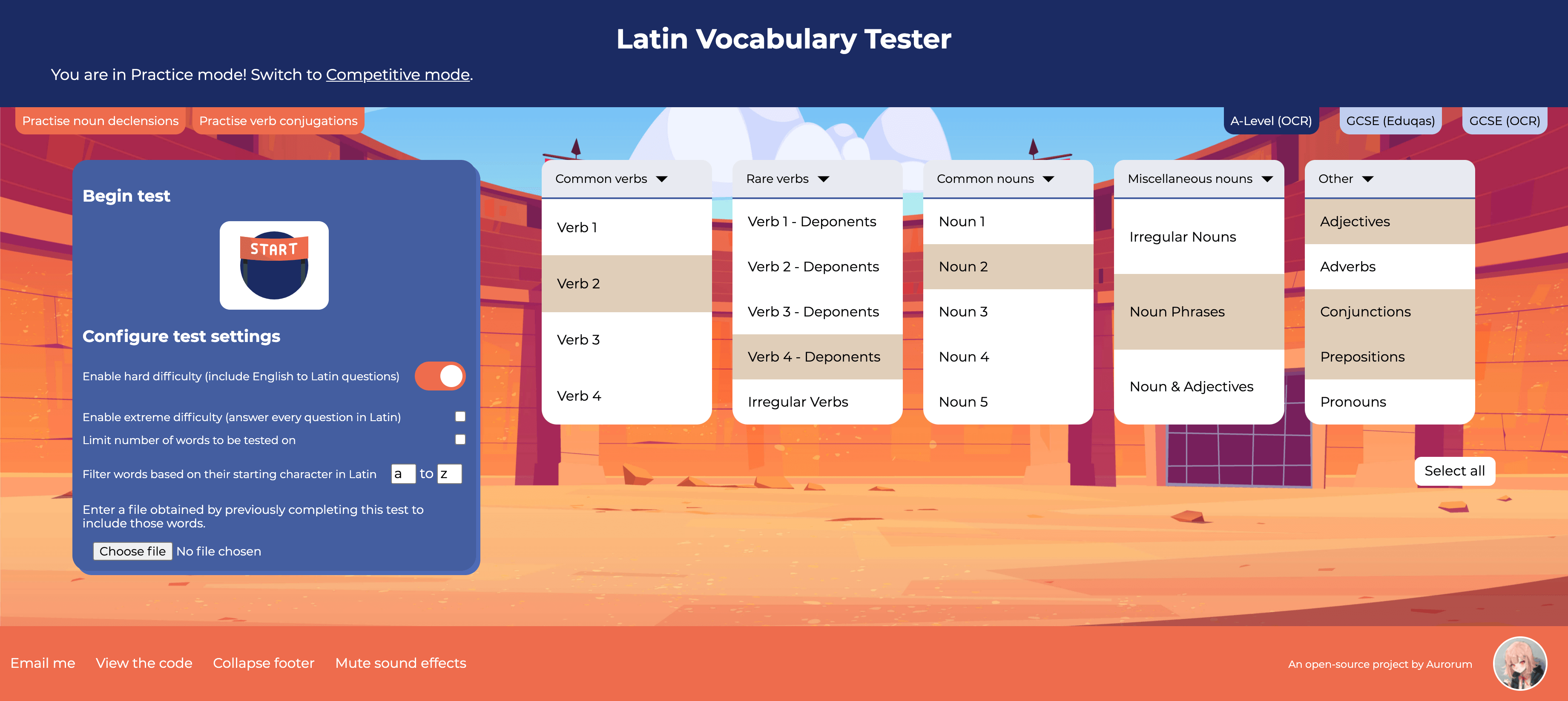 Loading screen of Vocabulary Tester