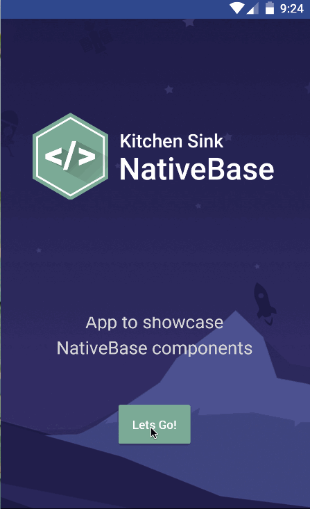 NativeBase Kitchen Sink App Android View
