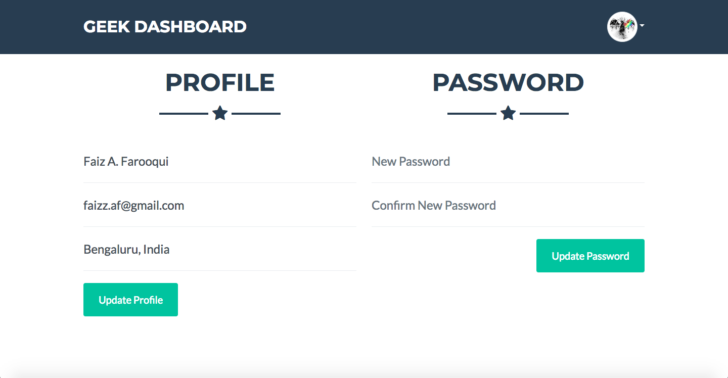 Dashboard Page