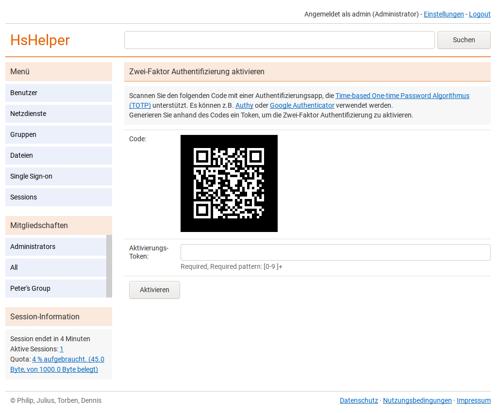 2FA setup page