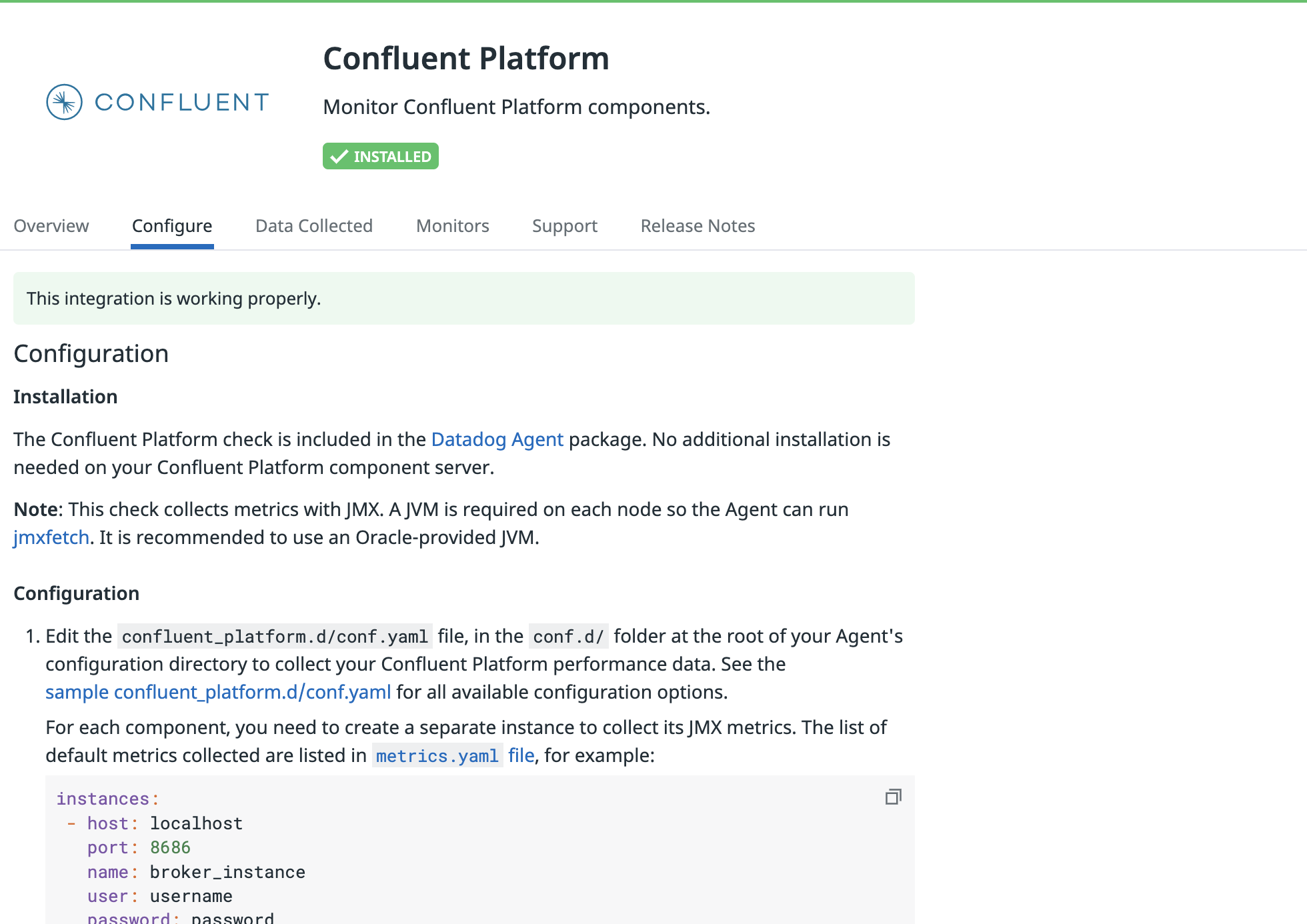 Confluent Platform integration with DataDog