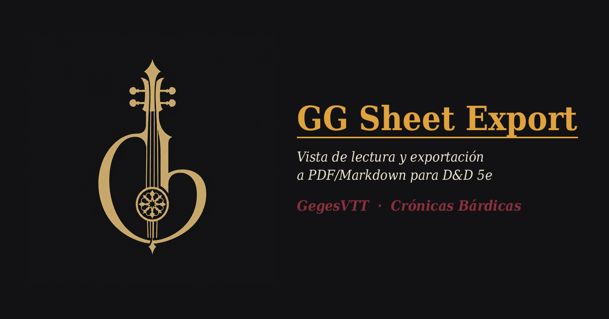 GG Sheet Export — GegesVTT