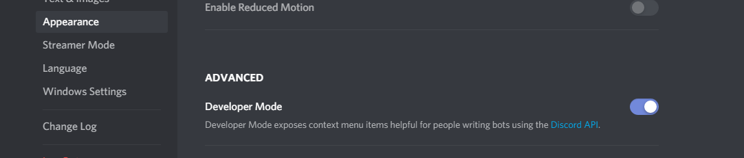 Discord Developer Mode