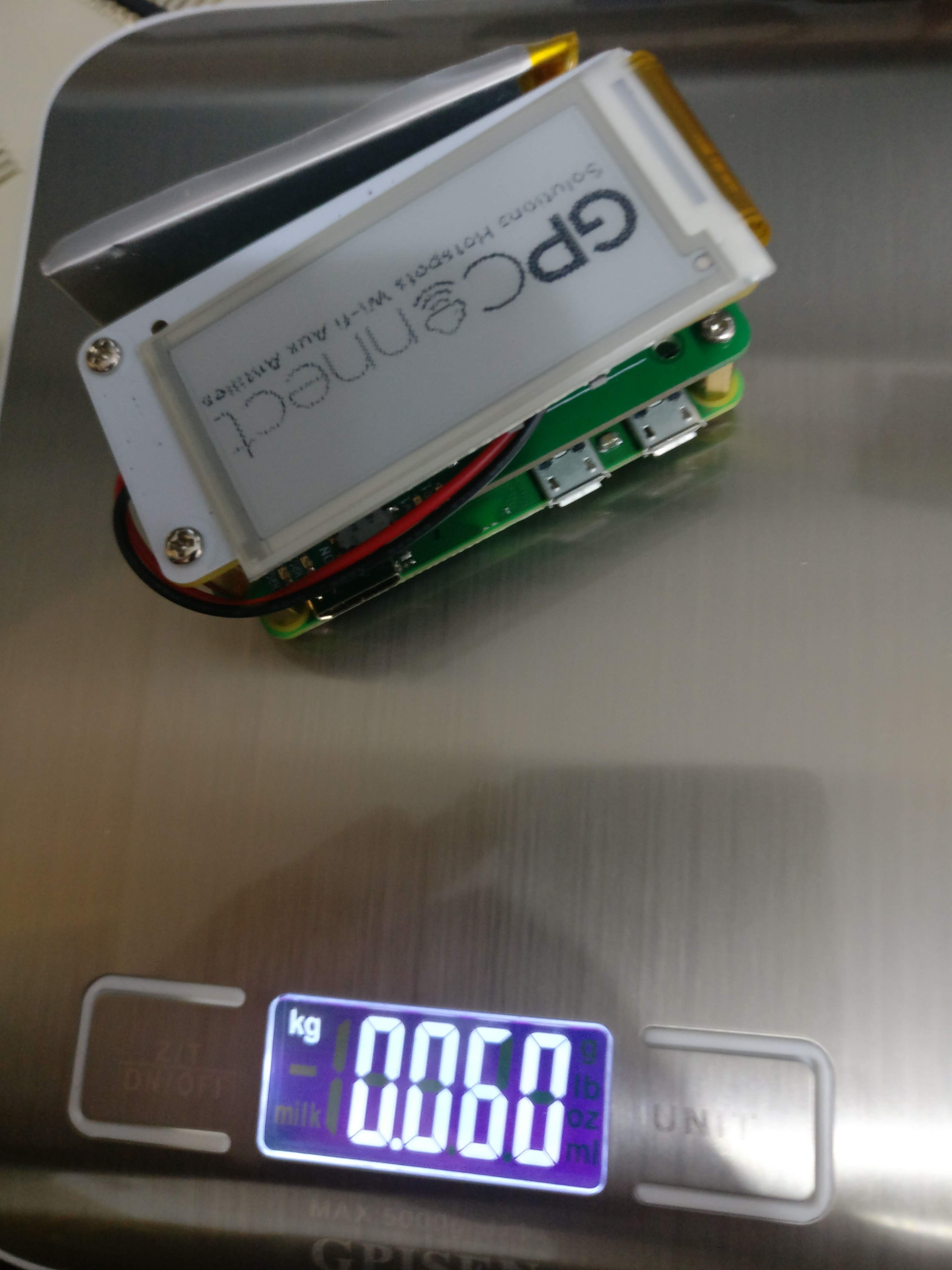 Device weighing 60g on scale