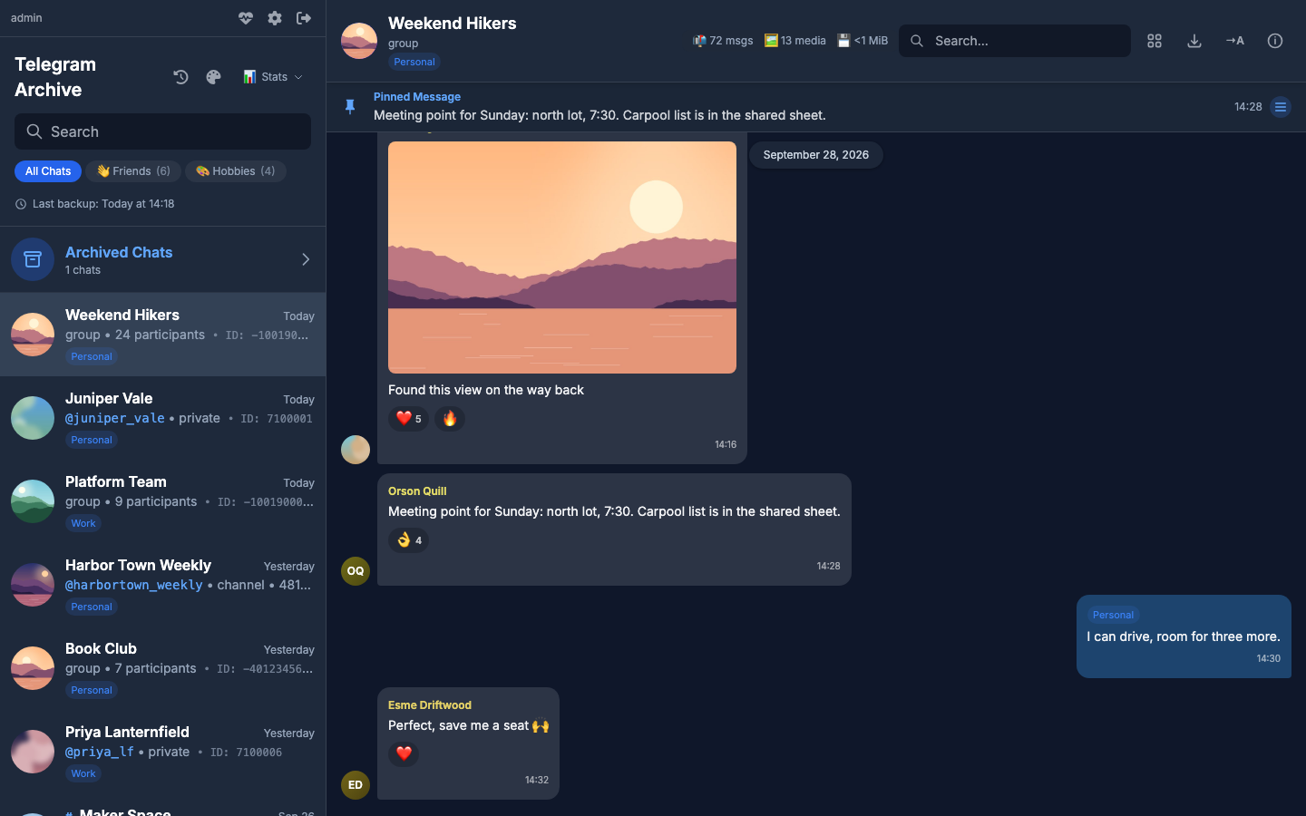 Telegram Archive viewer