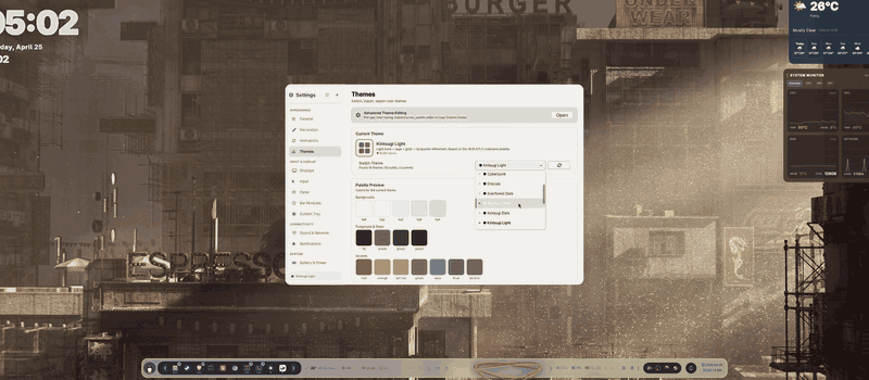 Themes page