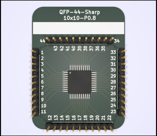 BRK-QFP-44-10x10-P0.8-Sharp v1.0 KiCad 3D view