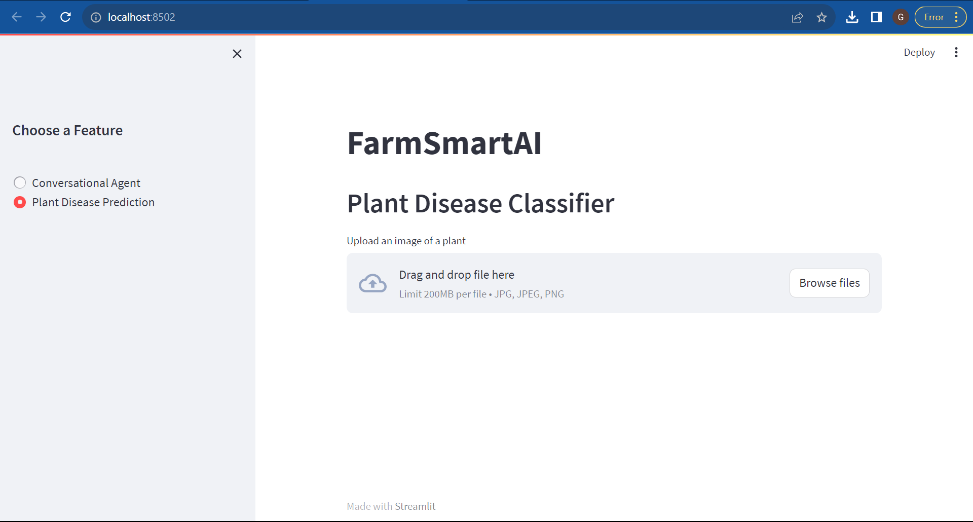 A simple FarmSmartAI web app