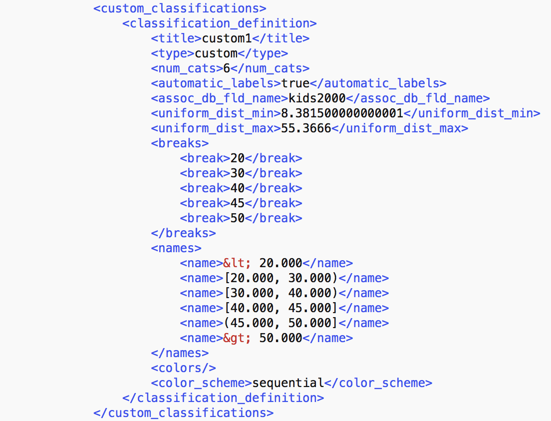 Custom category definition in project file