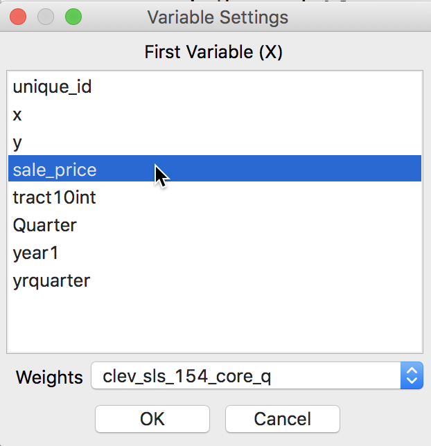 Moran's I variable selection