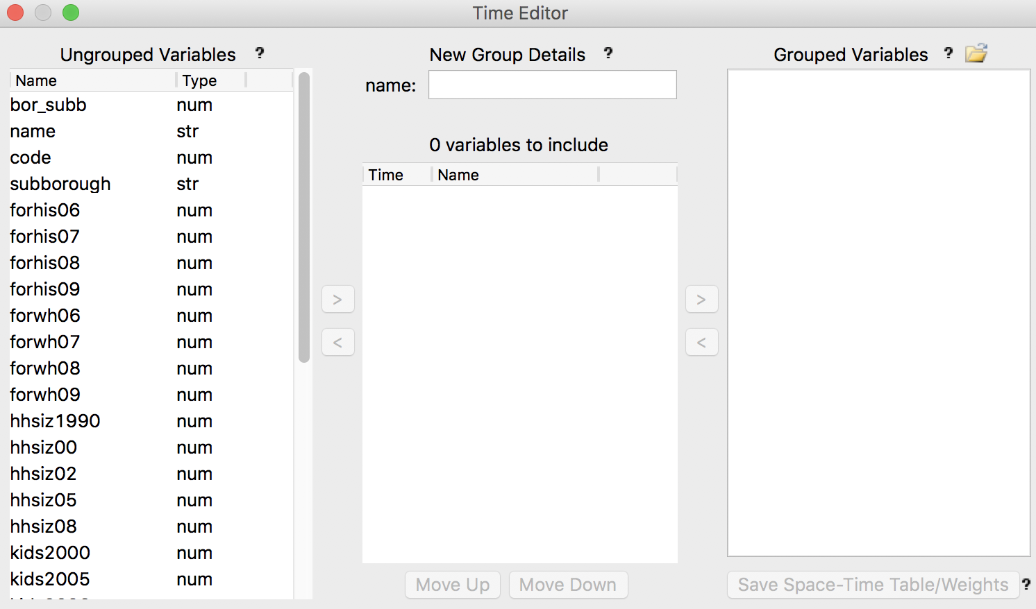 Time Editor interface