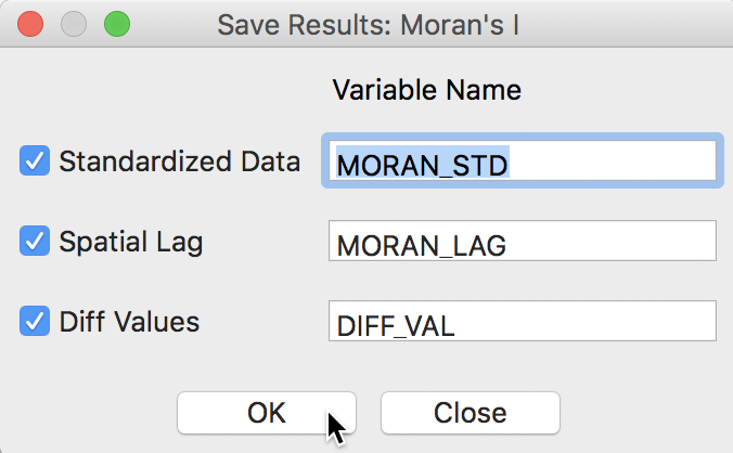 Saving the first difference and its spatial lag
