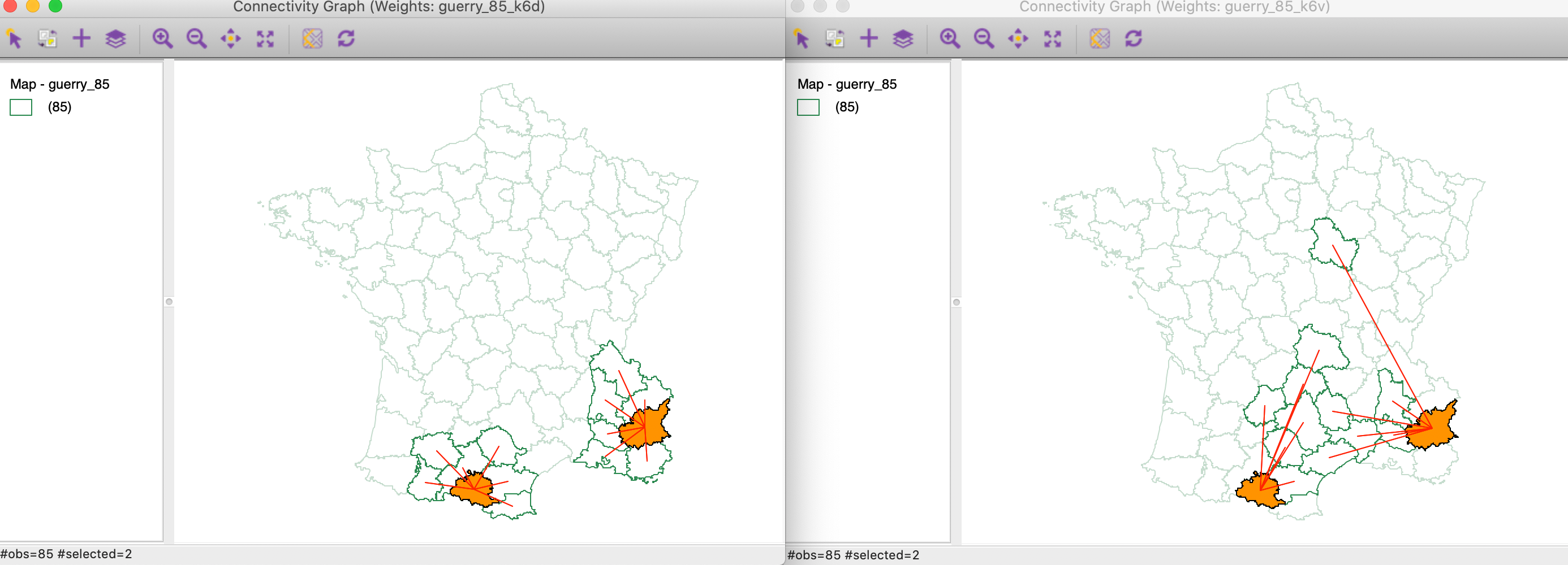 Significant Multivariate Local Geary locations with only two matching neighbors